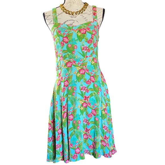 Matilda Jane Coconut Girl Womens 8 Hawaii Print Sweetheart Halter Feminine Dress - Picture 1 of 12